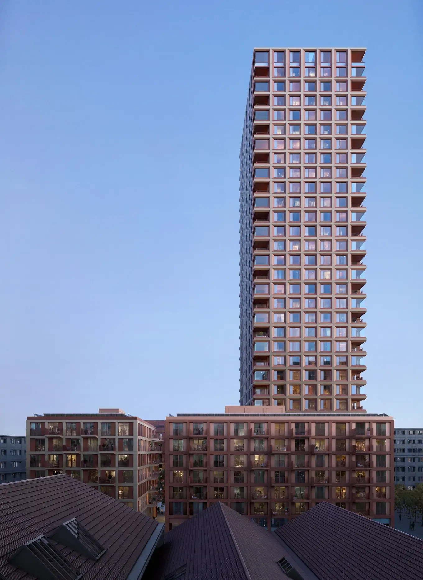 Das weltweit Höchste seiner Art: Visualisierung des 100 Meter hohen Holzhochhauses Rocket in Winterthur.