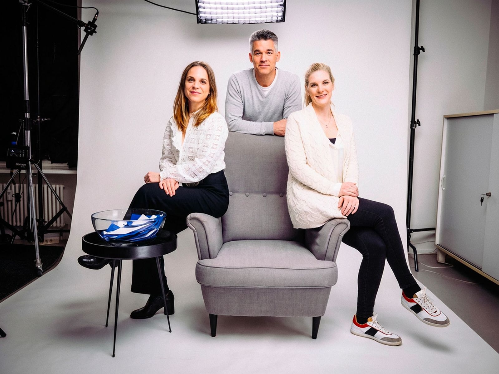 Nathalie Agosti (rechts) mit Claire Garwacki und dem Filmemacher Philippe Weibel. 
