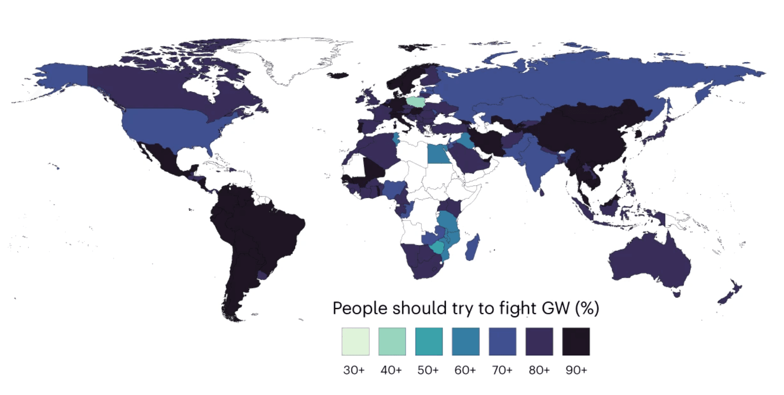 Graphique sur la proportion de la population mondiale qui souhaite agir contre le changement climatique