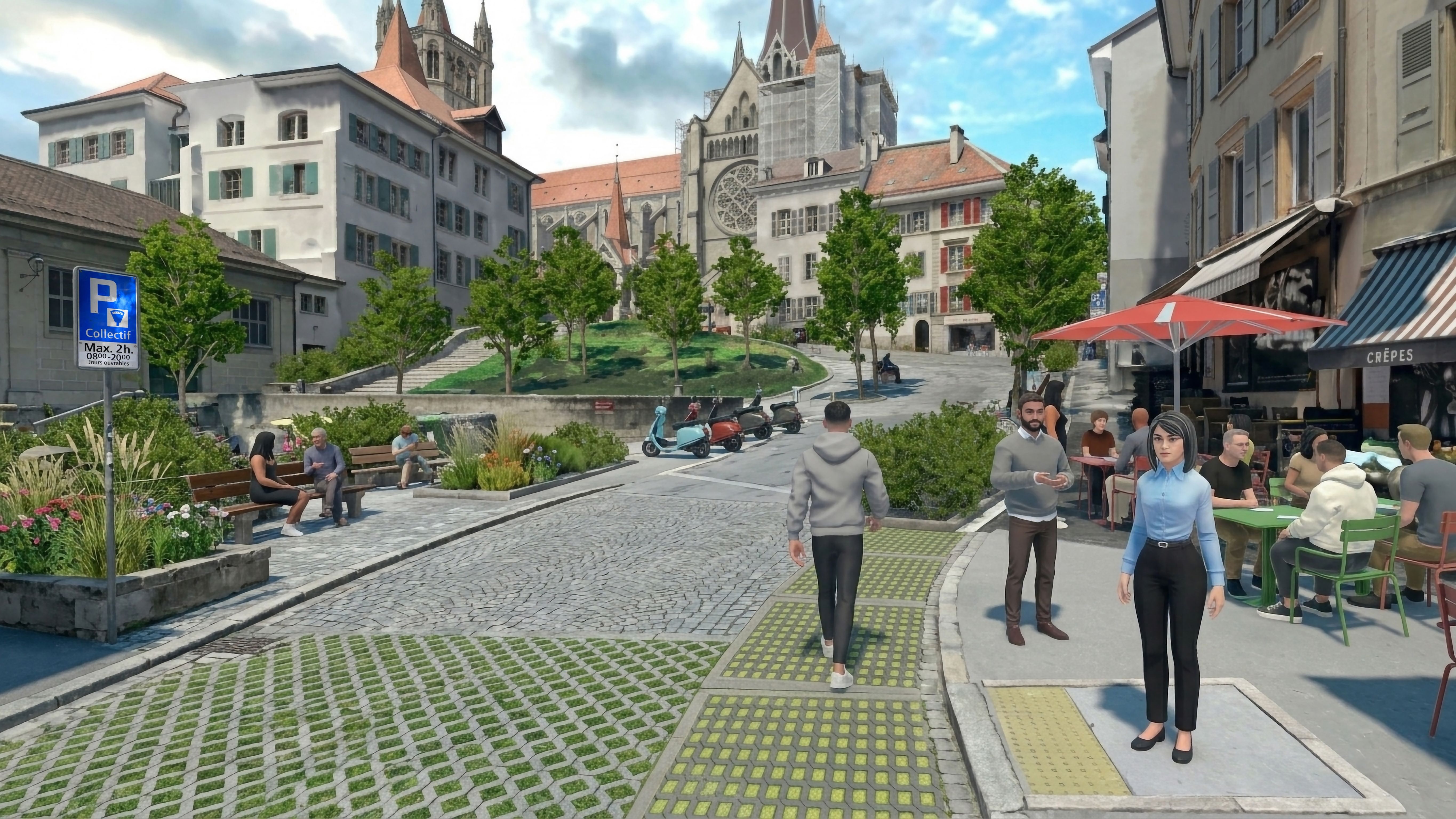 Le scansioni 3D fotorealistiche di Losanna sono state fornite da Uzufly. Il tour immersivo e la piattaforma di partecipazione basata sull'intelligenza artificiale sono stati sviluppati dagli autori.