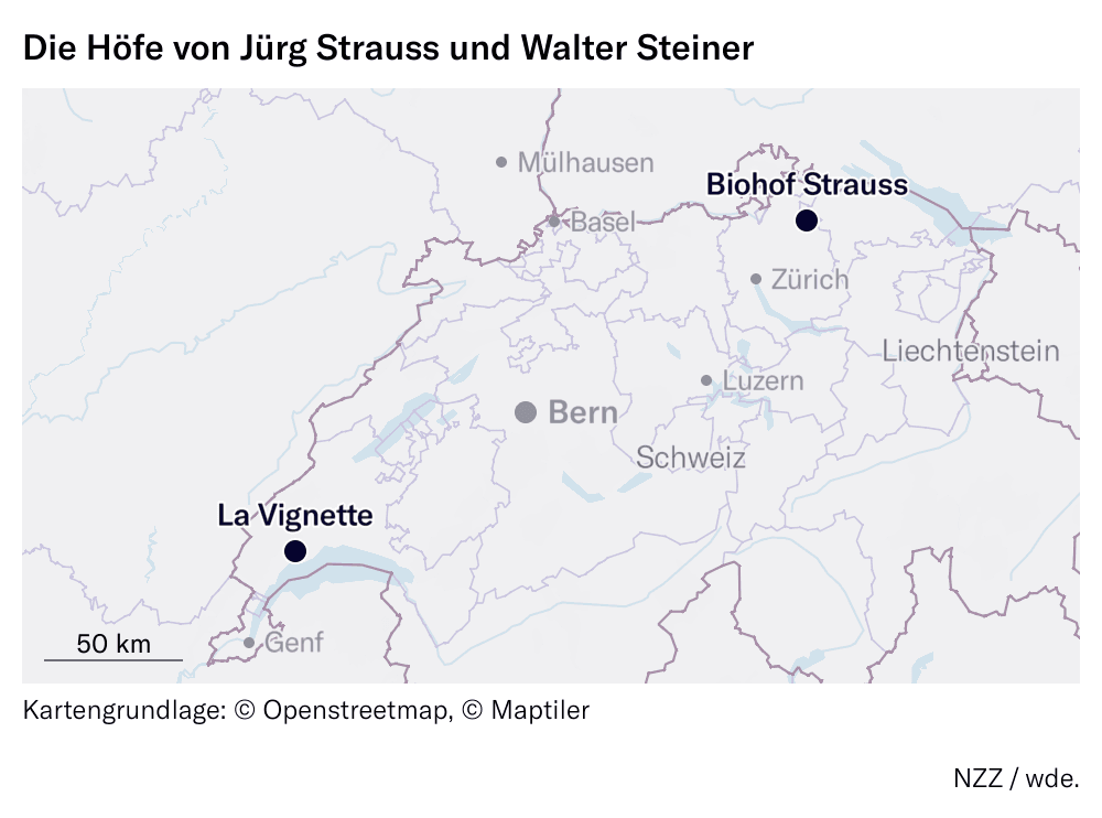 Kartenansicht zu den Höfen von Jürg Strauss und Walter Steiner