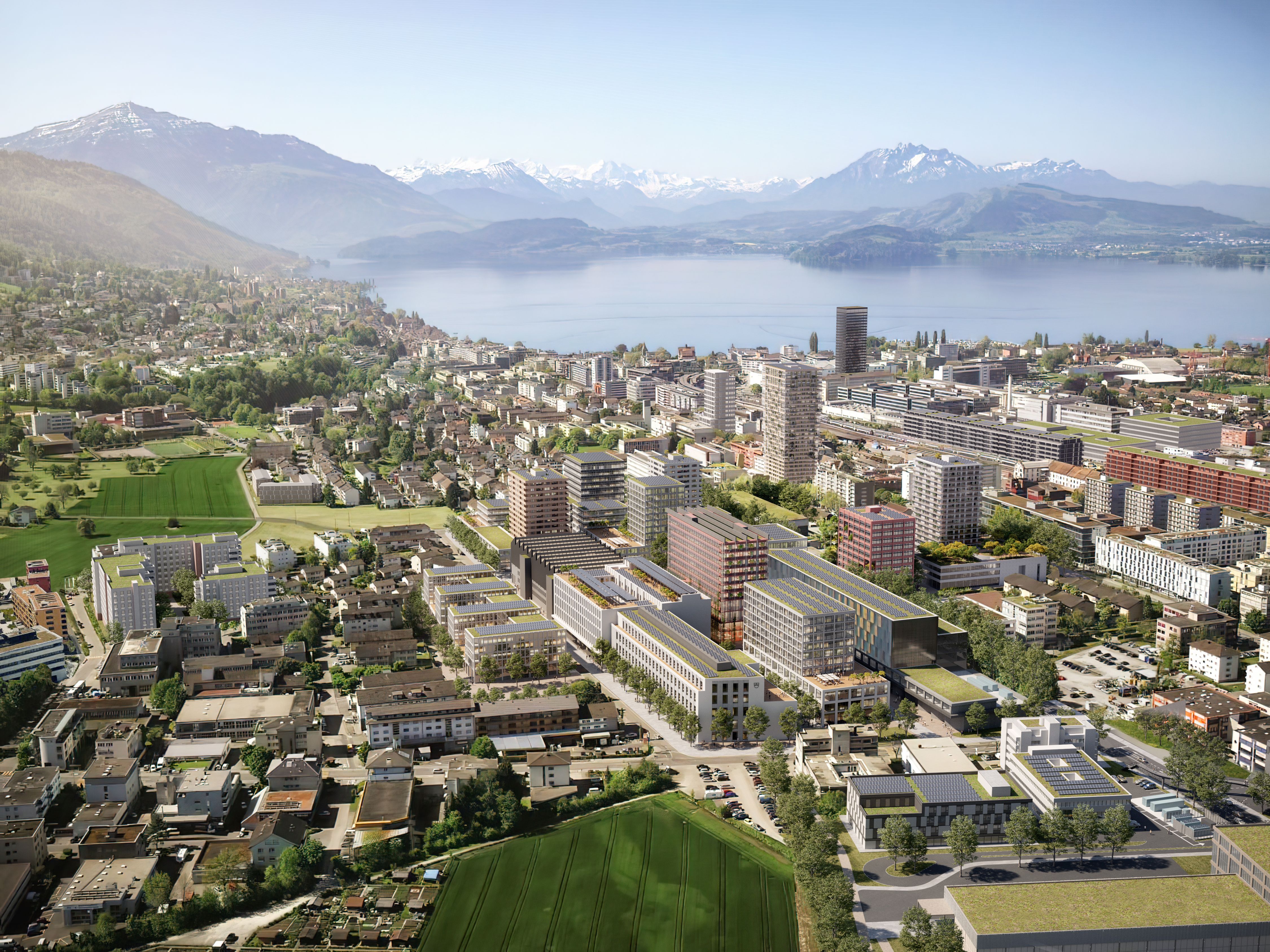 Nel sito di V-ZUG (in primo piano) entro il 2046 sorgerà il nuovo quartiere Tech Cluster Zug.