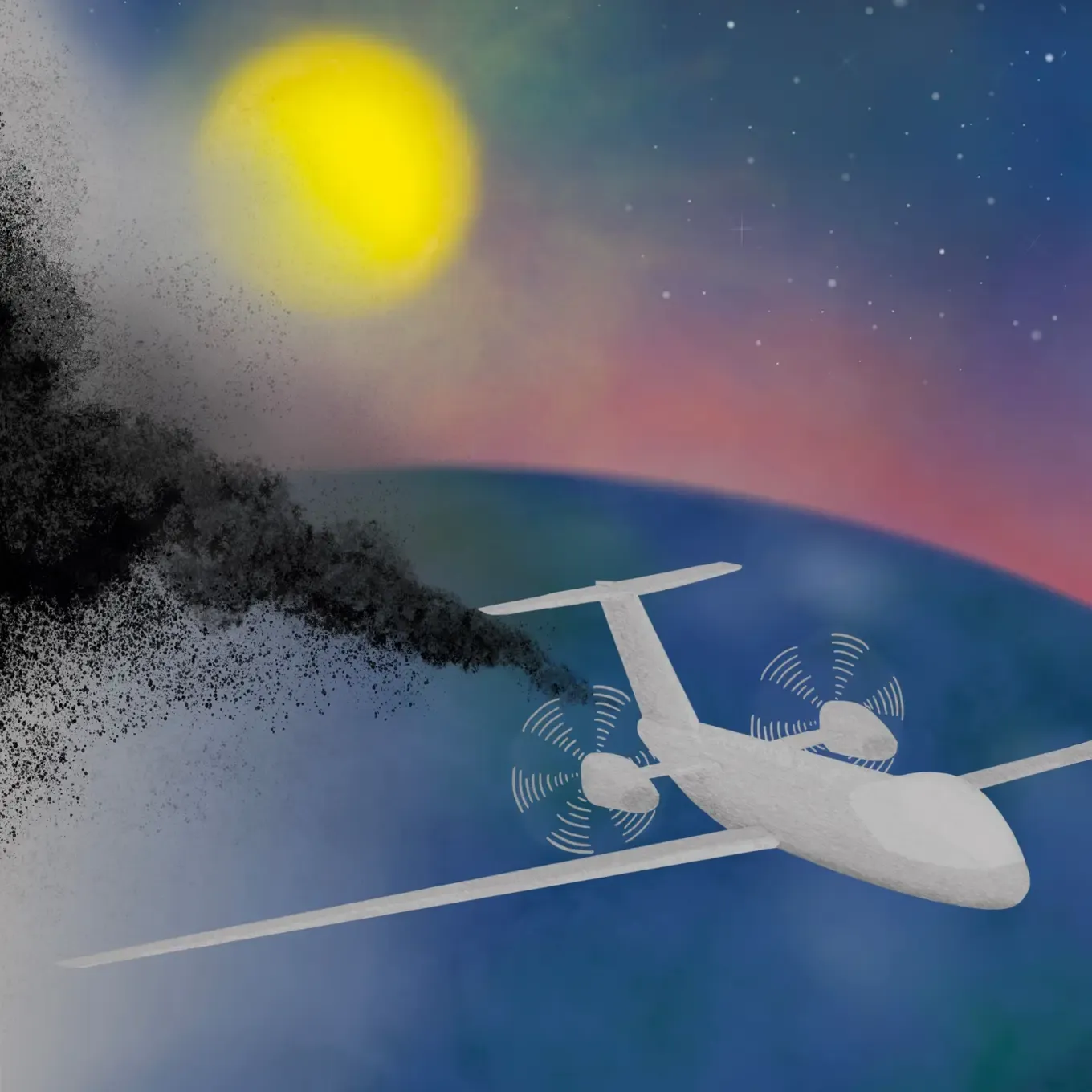 Um solares Geoengineering im grossen Massstab zu betreiben, müssten pro Tag Hunderte bis Tausende Flugzeuge starten und Partikel in einer hohen Atmosphärenschicht freisetzen.