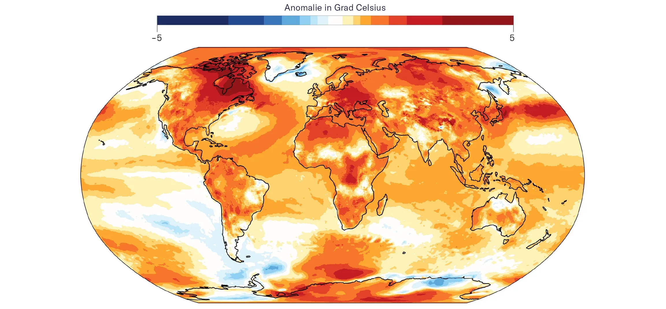 Abweichung der Temperatur an der Erdoberfläche im Jahr 2024 im Vergleich zum klimatologischen Durchschnitt