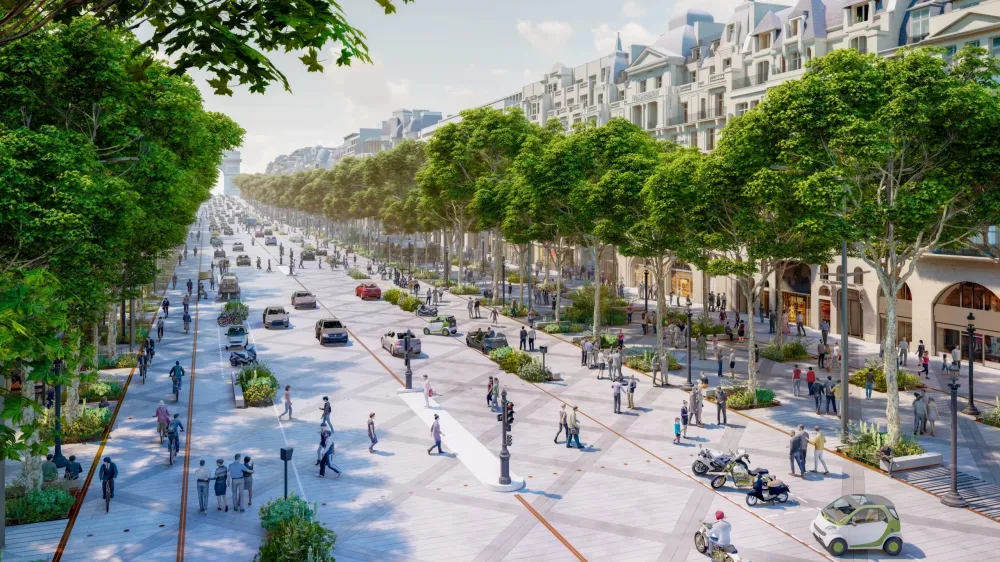 Zukunftsvision des Pariser Architektenbüros PCA-Stream: Champs Élysées als «aussergewöhnlicher Lebensraum». 