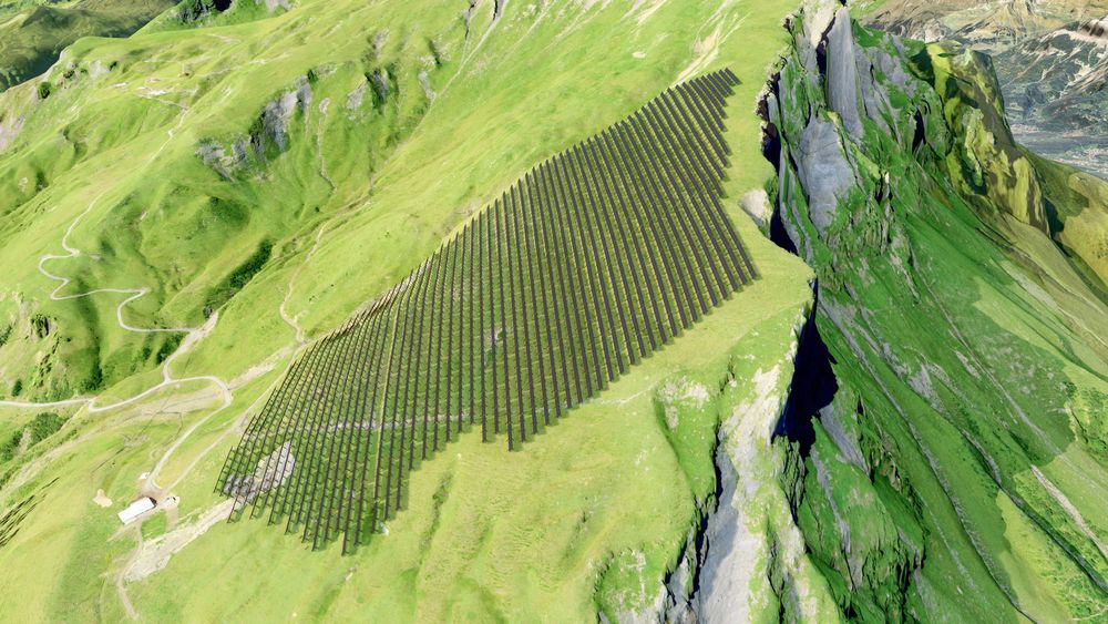 Visualizzazione del progetto solare alpino BKW Schattenhalb Tschingel Ost nel Cantone di Berna.