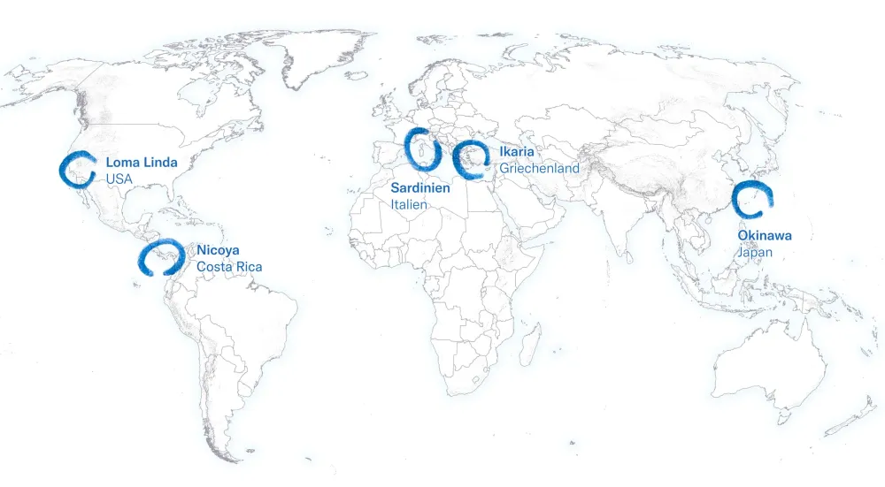 Die sogenannten Blauen Zonen