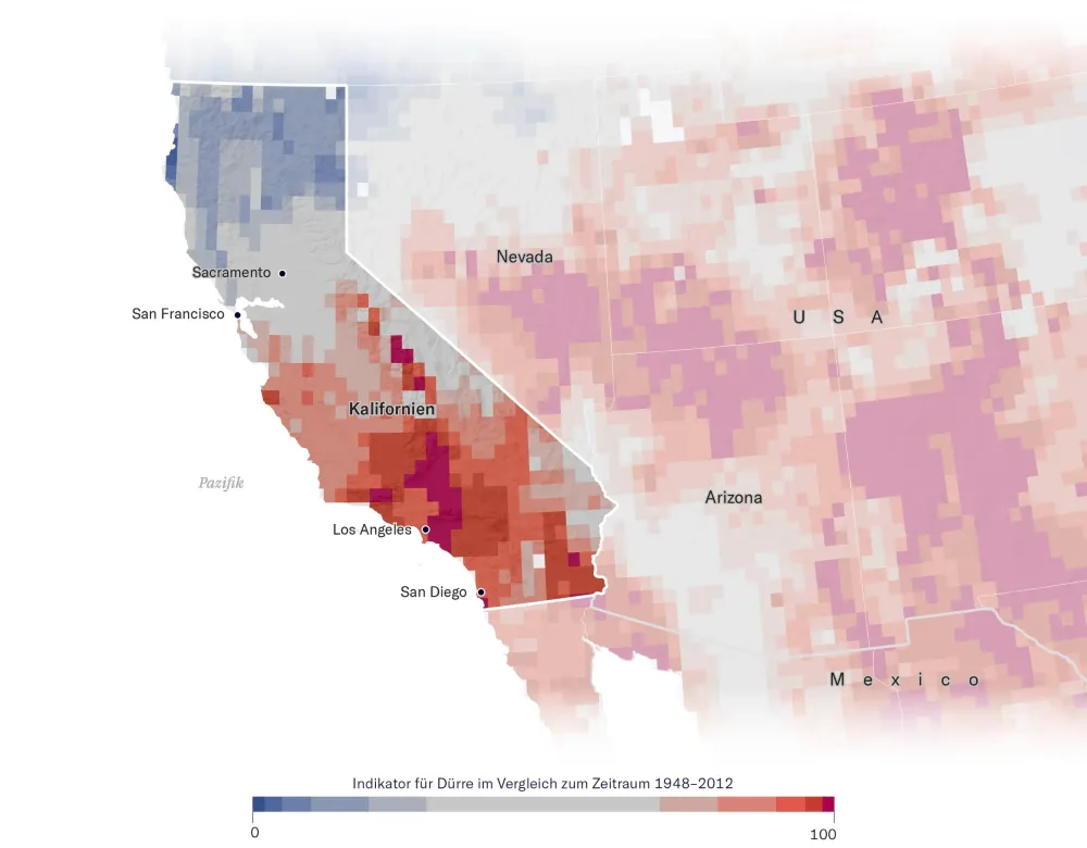 Grafik zur Trockenheit in Kalifornien
