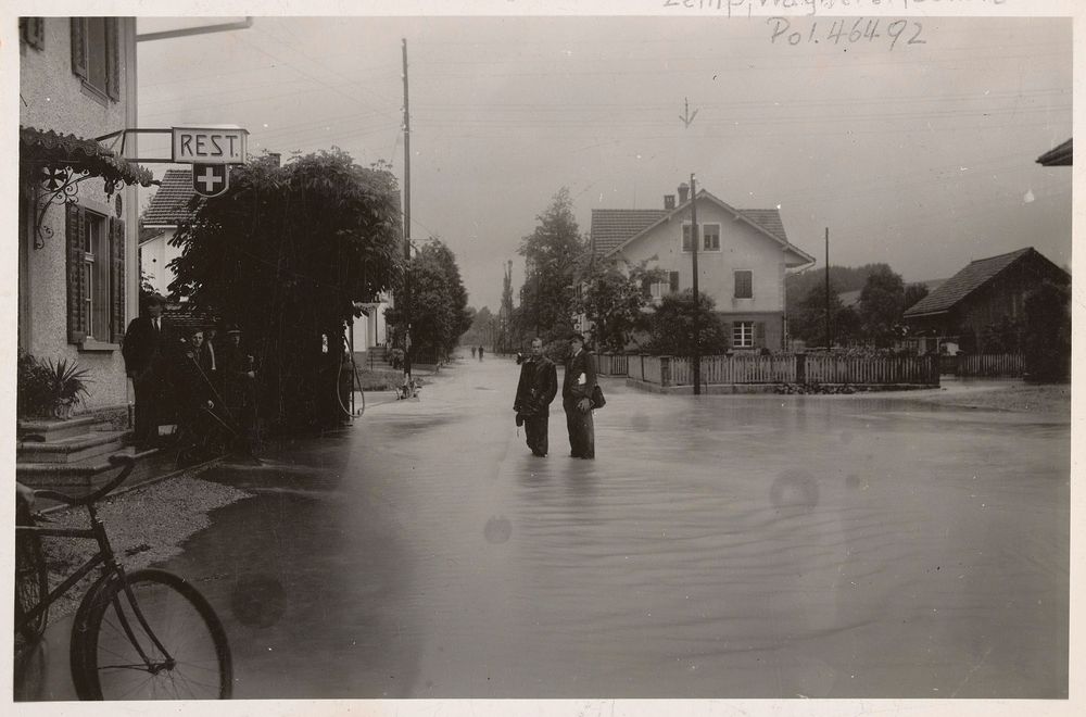 Hochwasser in Schötz (LU) im Jahr 1938.