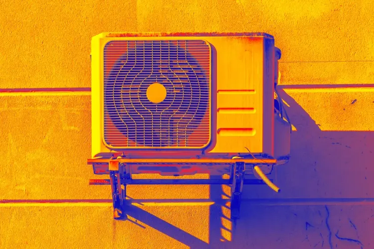 Sie entzieht der Umwelt Energie zum Heizen: Wärmepumpe in einer Wärmebildaufnahme.