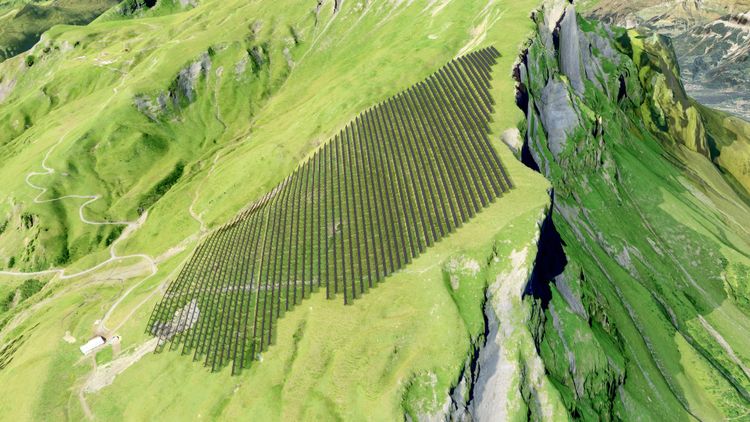 Visualisierung des alpinen BKW-Solarprojekts Schattenhalb Tschingel Ost im Kanton Bern.