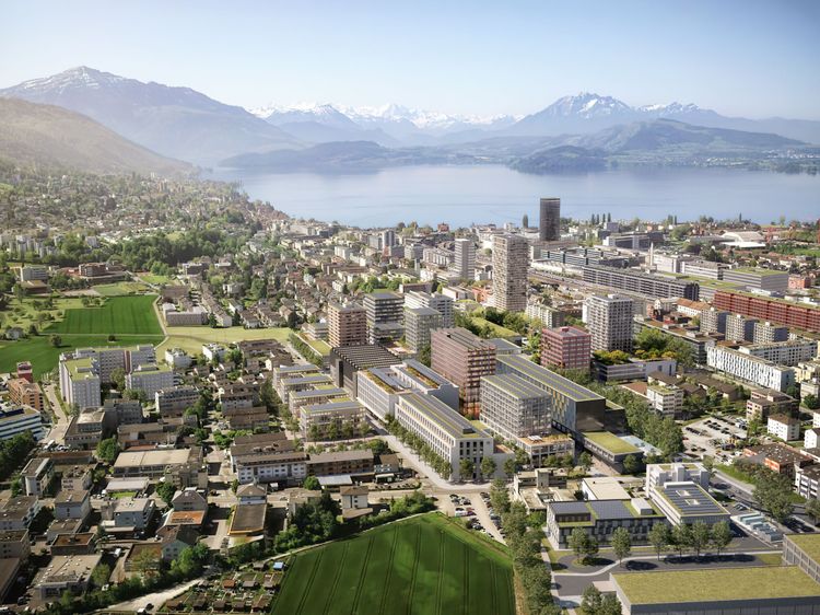 Le nouveau Tech Cluster Zoug verra le jour sur le site de V-Zug (au premier plan) d’ici à 2046.