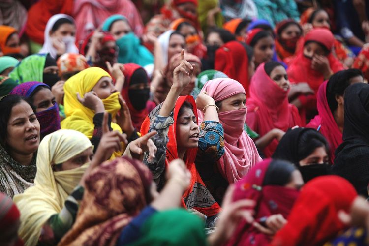 Protestierende Näherinnen in Bangladesh