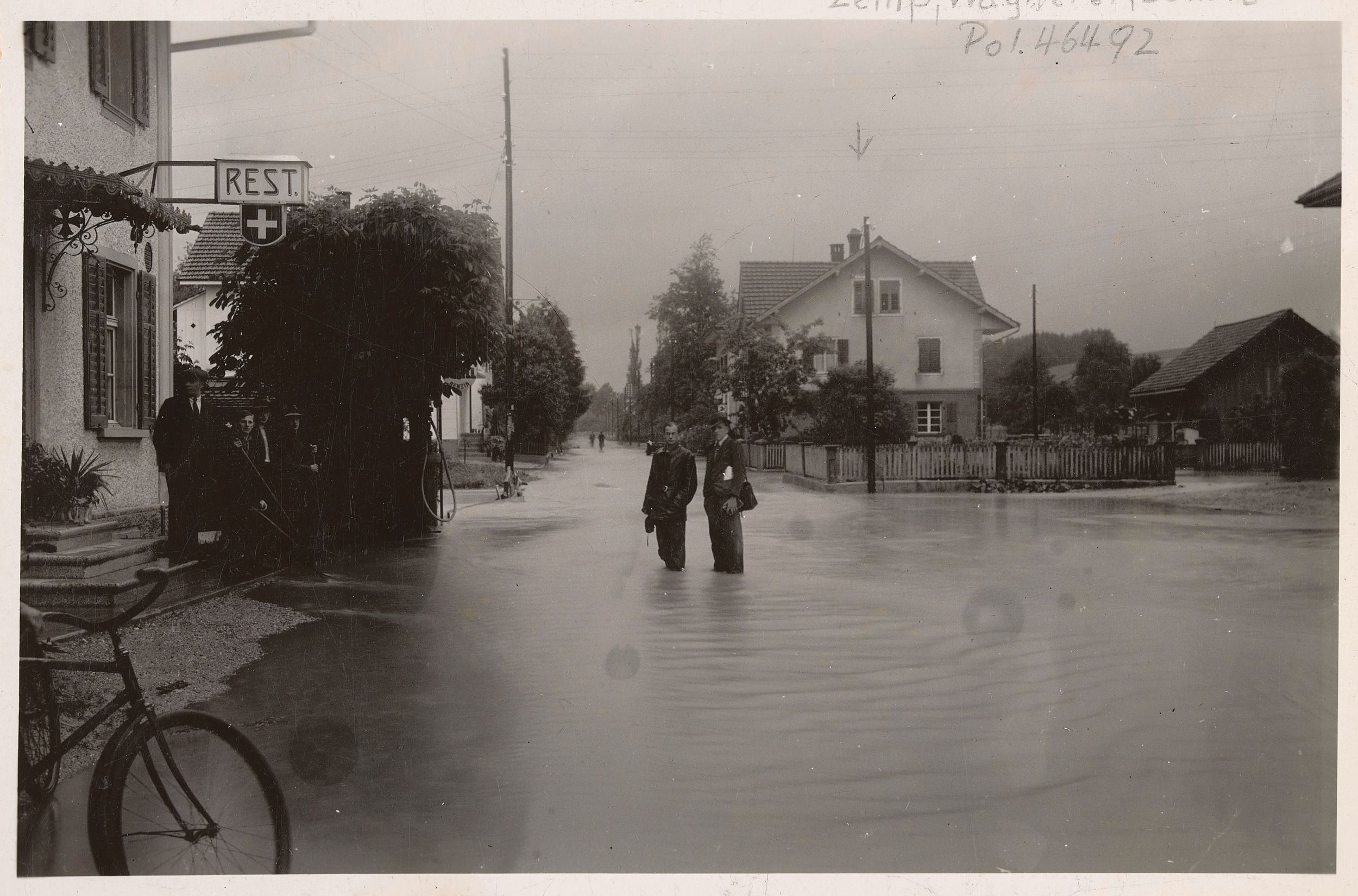 Hochwasser in Schötz (LU) im Jahr 1938.